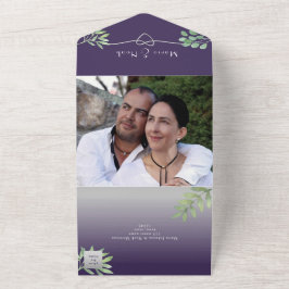 Invitación Todo En Uno Boda de Foto Morada