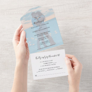 Invitación Todo En Uno Boda de Foto Simple y Elegante