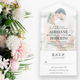 Invitación Todo En Uno Boda de fotografía grande de Charcoal Text