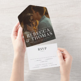 Invitación Todo En Uno Boda de fotografía superpuesta de tipo moderno
