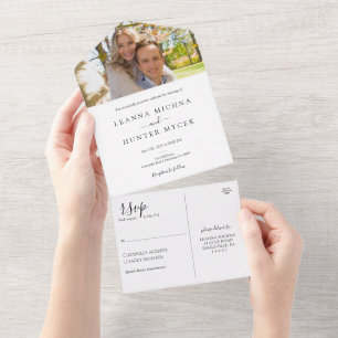 Invitación Todo En Uno Boda de fotografías minimalistas en blanco y negro