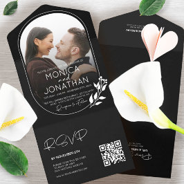 Invitación Todo En Uno Boda de fotografías modernas en blanco y negro