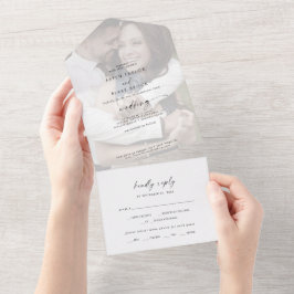 Invitación Todo En Uno Boda de fotos con guiones modernos y sombreados