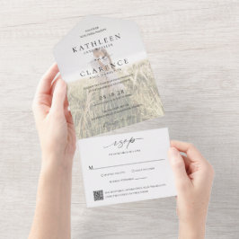 Invitación Todo En Uno Boda de fotos de código QR clásico formal simple