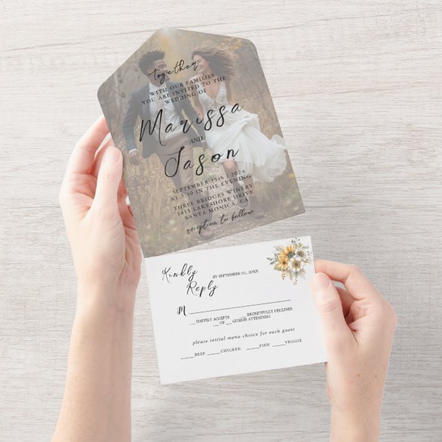 Invitación Todo En Uno Boda de fotos personalizada de otoño de presupuest (desgarro)