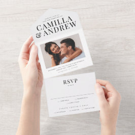Invitación Todo En Uno Boda de fotos RSVP de Tipo Elegante