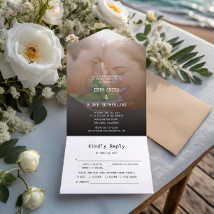 Invitación Todo En Uno Boda de fotos sencillo y dulce