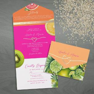 Invitación Todo En Uno Boda de Frutas Cítricas Modernas