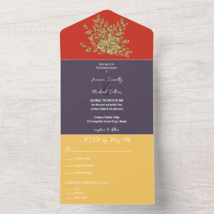 Invitación Todo En Uno Boda de Gorgeous Gold Rosa