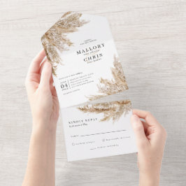 Invitación Todo En Uno Boda De Grasa De Pampas Secas Todo En Una Invitaci