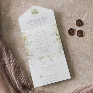 Invitación Todo En Uno Boda de Greenery Boho Wildflower