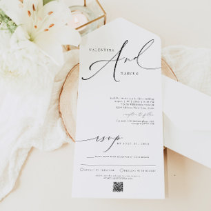 Invitación Todo En Uno BODA de guión Minimalista elegante de VALENTINA