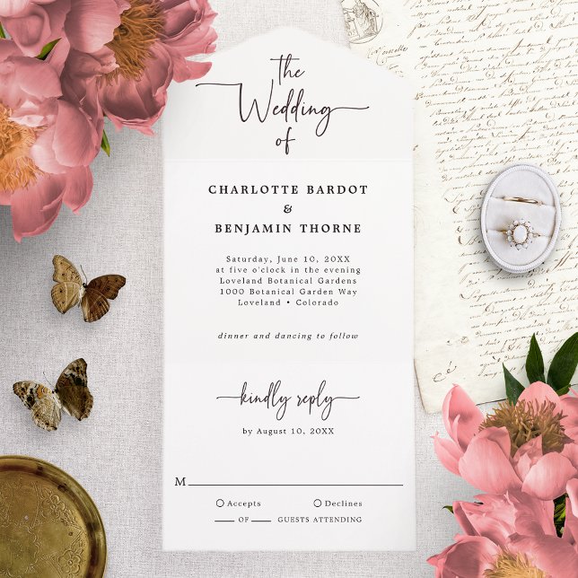 Invitación Todo En Uno Boda de guión simple (Subido por el creador)