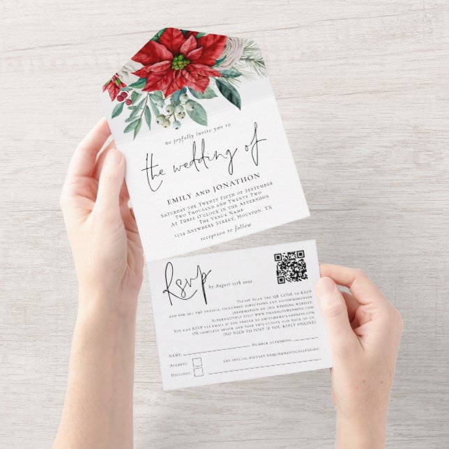 Invitación Todo En Uno Boda de guiones de código QR de la filiación de Po (desgarro)