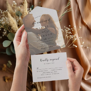 Invitación Todo En Uno Boda de guiones romántico y simple