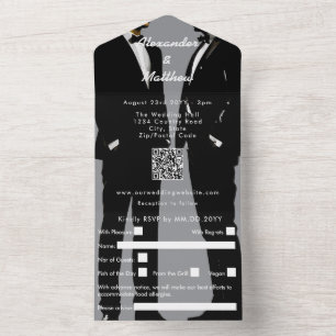 Invitación Todo En Uno Boda de hombres gays moderna y elegante