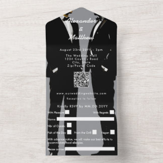 Invitación Todo En Uno Boda de hombres gays moderna y elegante