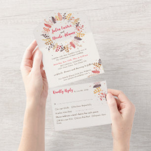 Invitación Todo En Uno Boda de hongos de Wildflower Forest Fern