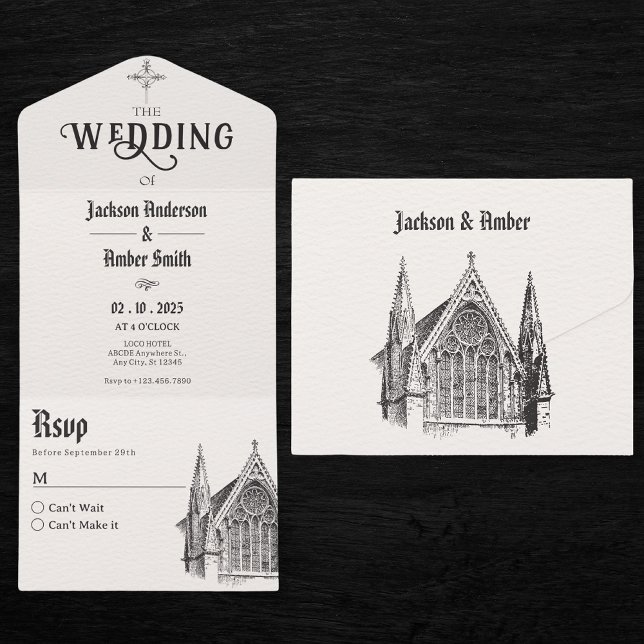 Invitación Todo En Uno Boda de iglesia gótica (Subido por el creador)