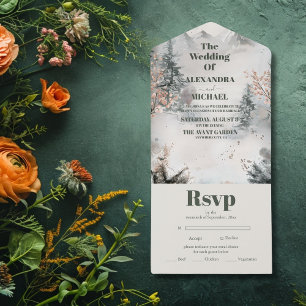 Invitación Todo En Uno Boda de invierno de la selva acuática rusa