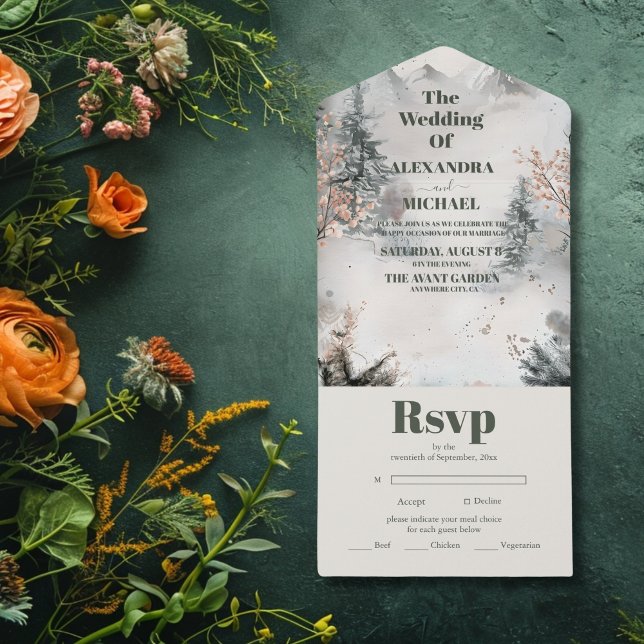 Invitación Todo En Uno Boda de invierno de la selva acuática rusa (Subido por el creador)
