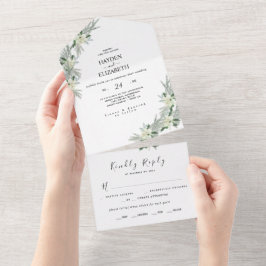 Invitación Todo En Uno Boda de invierno de otoño floral rústica
