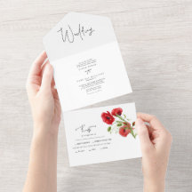 Boda de invierno floral roja simple II