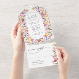 Invitación Todo En Uno Boda de jardín de flores silvestres de primavera c