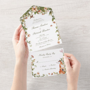 Invitación Todo En Uno Boda de jardín en bosque arbolado