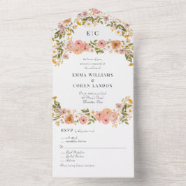 Invitación Todo En Uno Boda de jardín floral de bonito bohemia