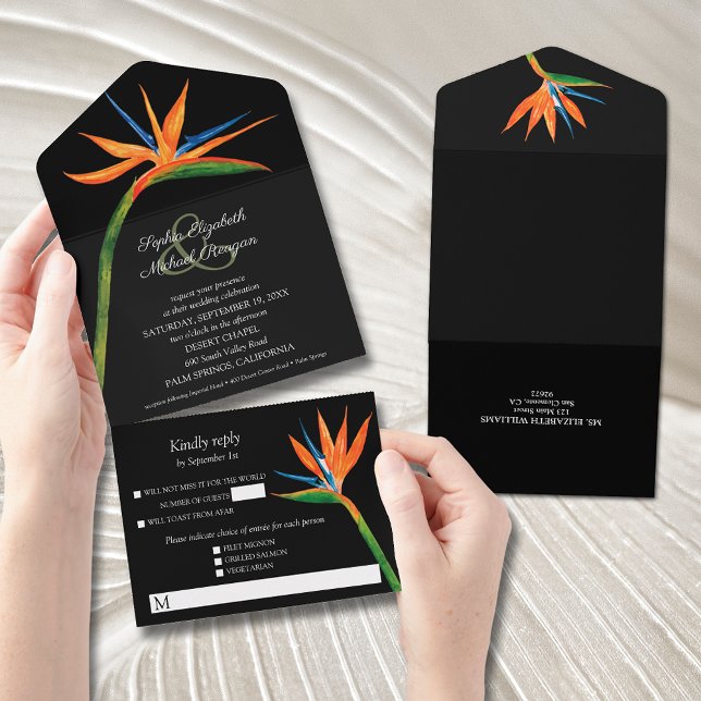 Invitación Todo En Uno Boda de la acuarela de pájaro (Subido por el creador)