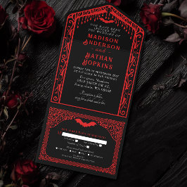 Invitación Todo En Uno Boda de la Catedral de Vampiros Góticos