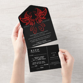 Invitación Todo En Uno Boda de la elegancia moderna en blanco y negro