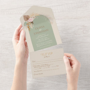 Invitación Todo En Uno Boda de la Fábrica de la Moneda Rustica de Boho Mo