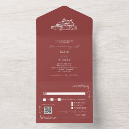 Invitación Todo En Uno Boda de la granja Rústica Vintage QR RSVP