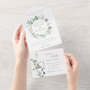 Invitación Todo En Uno Boda de la guirnalda Eucalipto Botánico