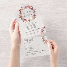 Invitación Todo En Uno Boda de la hoja de la hoja de la piel del eucalipt