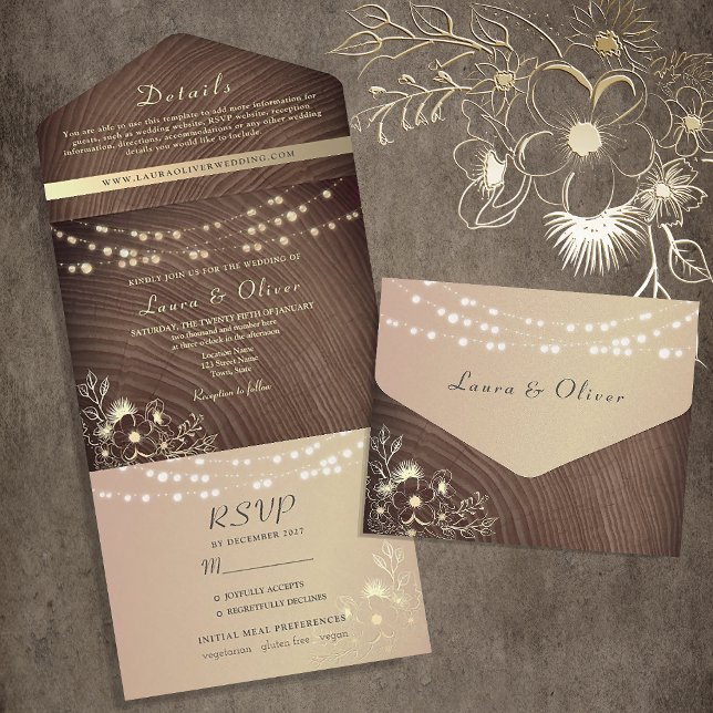 Invitación Todo En Uno Boda de la madera del granero de otoño del país (Subido por el creador)