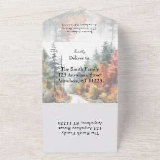 Invitación Todo En Uno Boda de la montaña de otoño