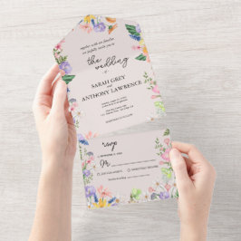 Invitación Todo En Uno Boda De La Primavera De Flores Silvestres En Uno