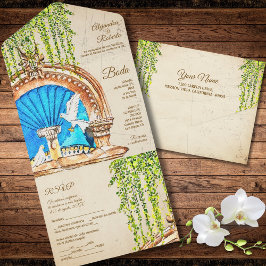 Invitación Todo En Uno Boda de la vieja México de color de agua pintada a