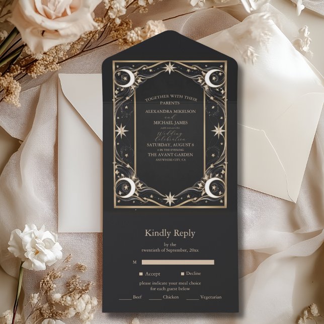 Invitación Todo En Uno Boda de las Estrellas Celestes de la Luna Celestia (Subido por el creador)