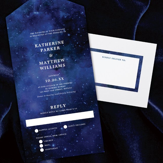 Invitación Todo En Uno Boda De Las Estrellas De Astronomía Espacial Bajo  (Subido por el creador)