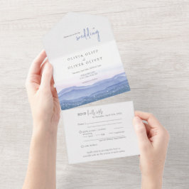 Invitación Todo En Uno Boda de las Montañas Púrpura