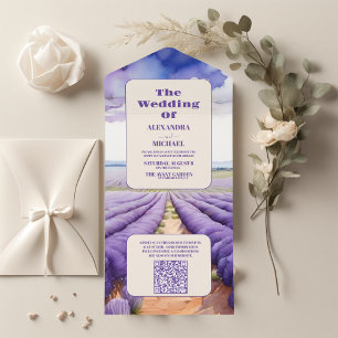 Invitación Todo En Uno Boda de lavadora rústica de código QR