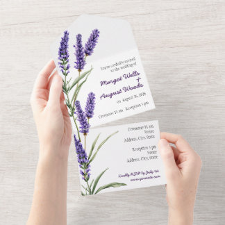 Invitación Todo En Uno Boda de lavanda elegante y simple