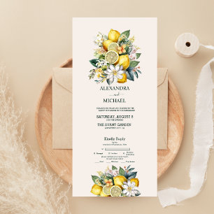 Invitación Todo En Uno Boda de Limón Cítrico con Acuarela Moderna