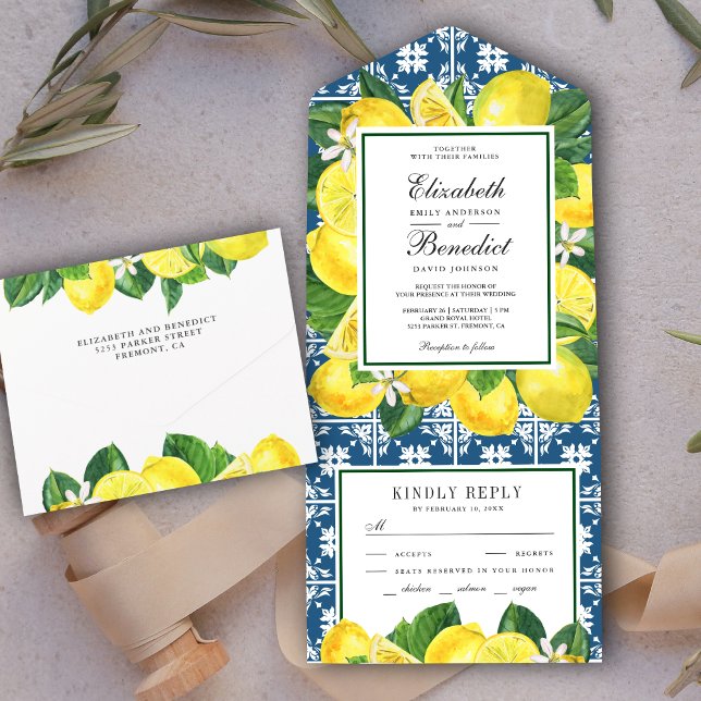 Invitación Todo En Uno Boda de limón orchard mediterráneo ruso de mosaico (Subido por el creador)