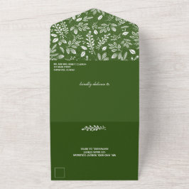 Invitación Todo En Uno Boda de los sobres de los botánicos blancos verde