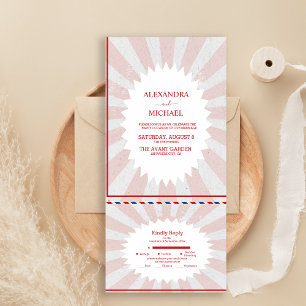 Invitación Todo En Uno Boda de los tonos apagados de los retro Groovy 70
